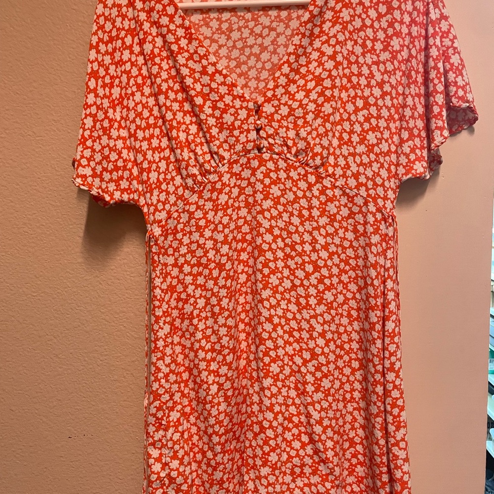 Mango Orange and White Floral Top